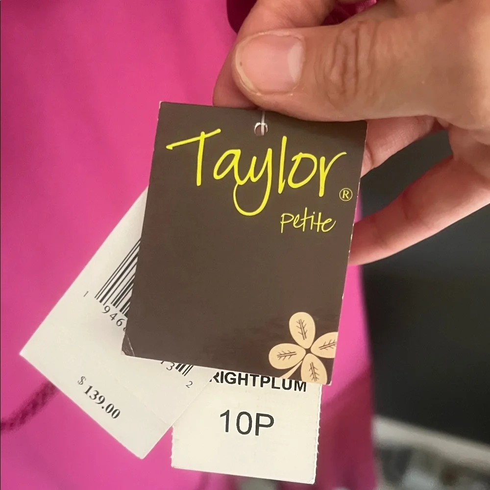 🛑 1 hour sale. NWT. Taylor, size 10P, Fuchsia Long Sleeve Dress - Picture 5 of 12